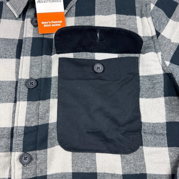 AdventuRidge Flannel XL Shirt Shacket Mens Quilt Lined Plaid Black Gray New - Picture 7 of 14
